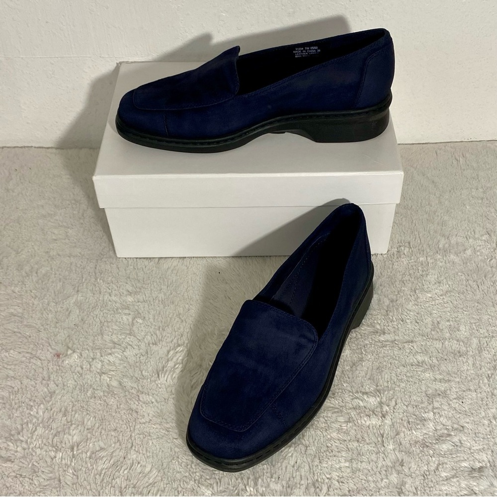 Clarks Navy Blue Suede Loafers